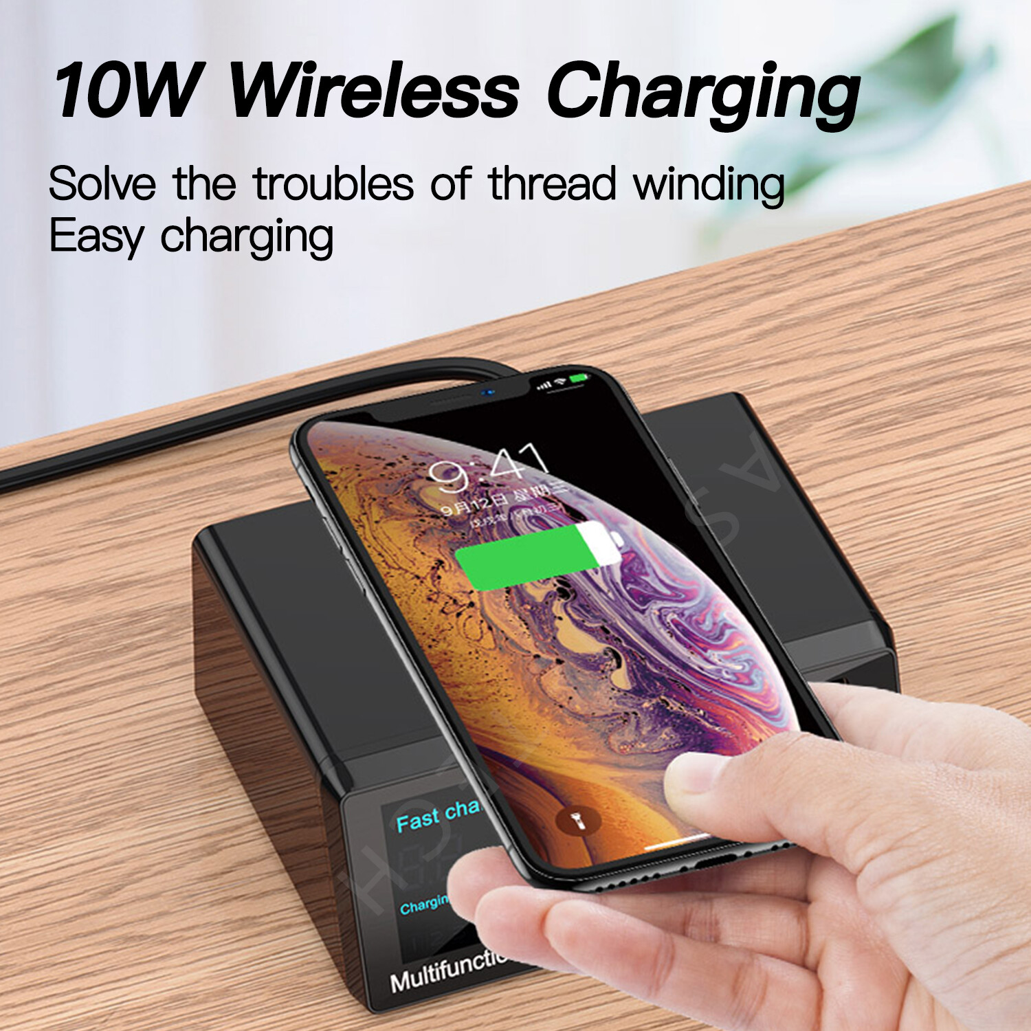 TOPZERO Bộ Sạc Đa Năng Thông Minh 8 Cổng 100W Bộ Sạc Nhanh Sạc Không Dây Bộ Sạc Nhanh USB PD Type C 3.0 18W Bộ Sạc Du Lịch Điện Thoại Màn Hình LED Thông Minh