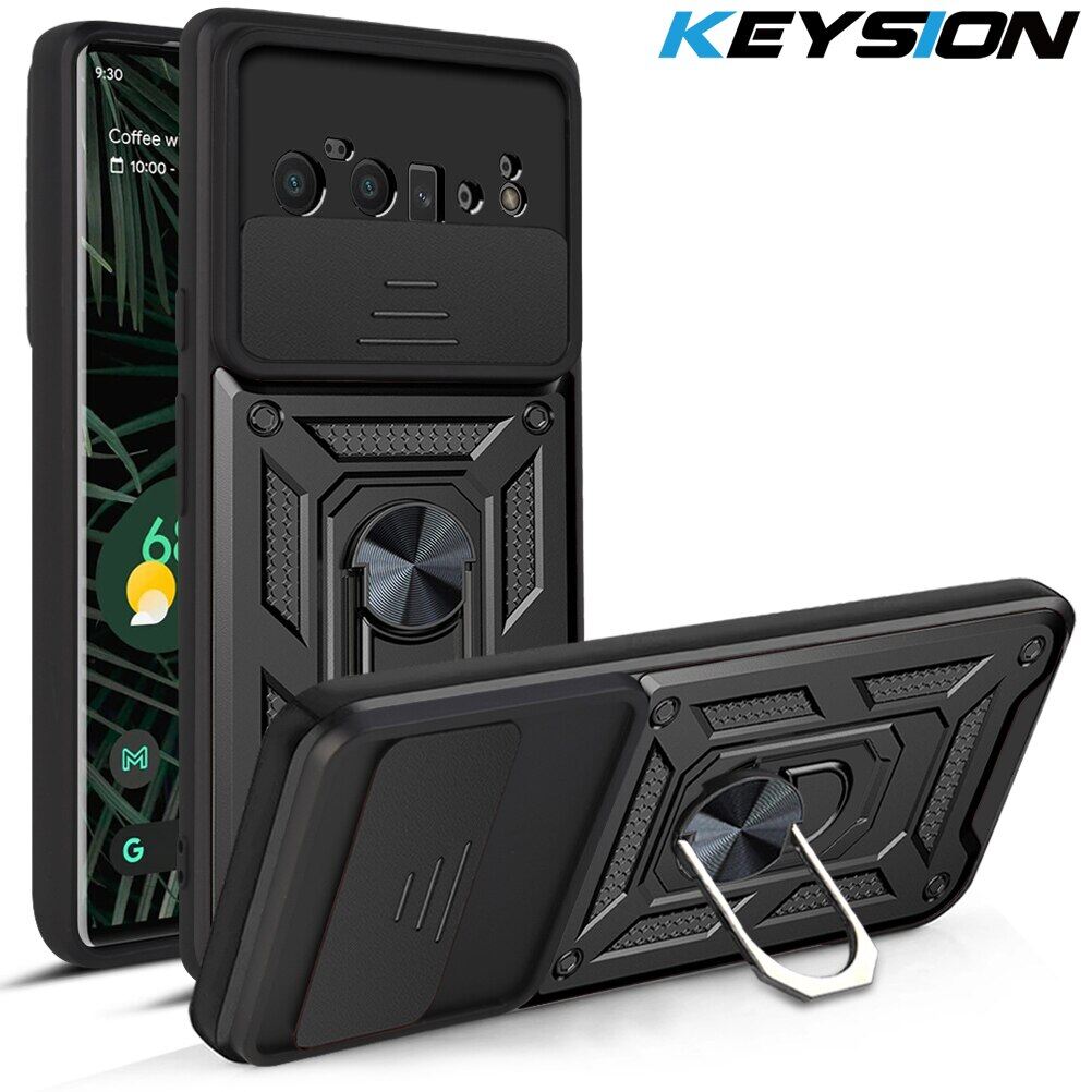 KEYSION Ốp Chống Sốc Cho Google Pixel 6 6 Pro Ốp Lưng Điện Thoại Có Vòng Móc Bảo Vệ Máy Ảnh Kéo Đẩy Cho Google Pixel 6 Pro
