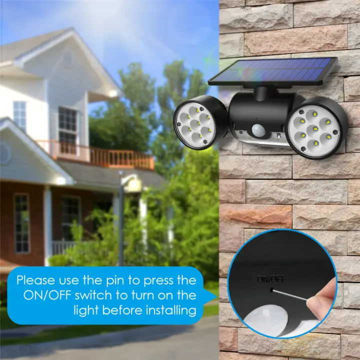 Amir Solar Sensor Light Outdoor Dual Head Spotlight 30 Led