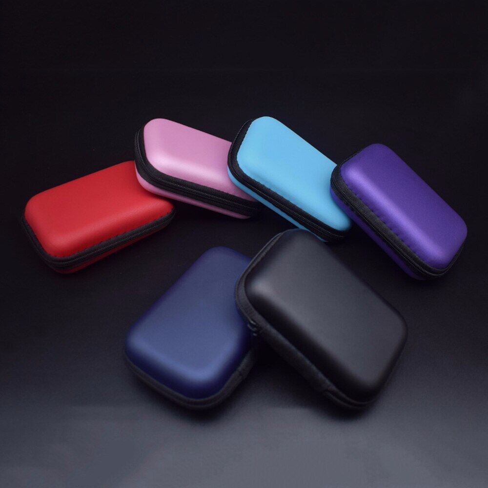 Zipper Hard Earphone Case PU Leather Headphone Storage Bag Protective Usb Cable Organizer Portable Earbuds Pouch Box