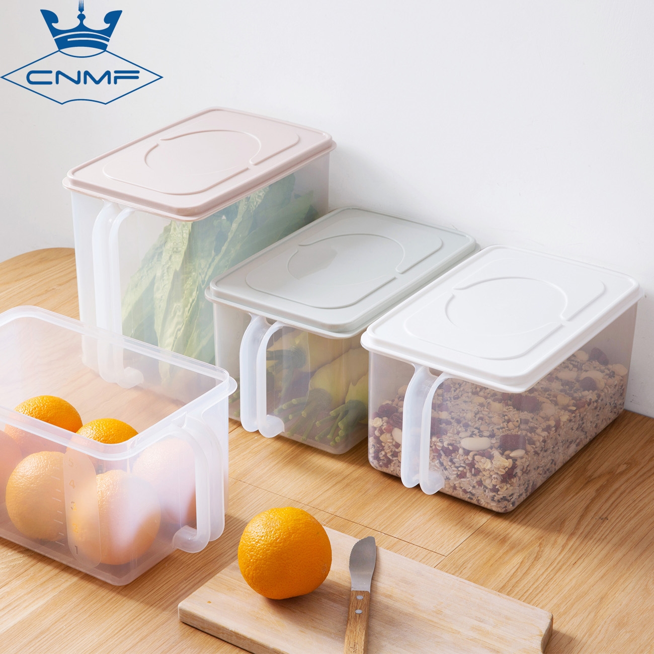 CNMF Food Storage Box With Handle Refrigerator Plastic Fruit Vegetable Storage Box