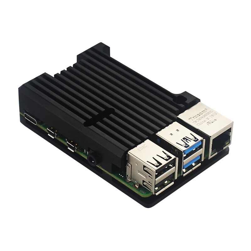 Raspberry Pi 4 Aluminum Alloy Case Ultra-thin CNC Metal Shell Passive Cooling Black Enclosure Box for Raspberry Pi 4 Model B