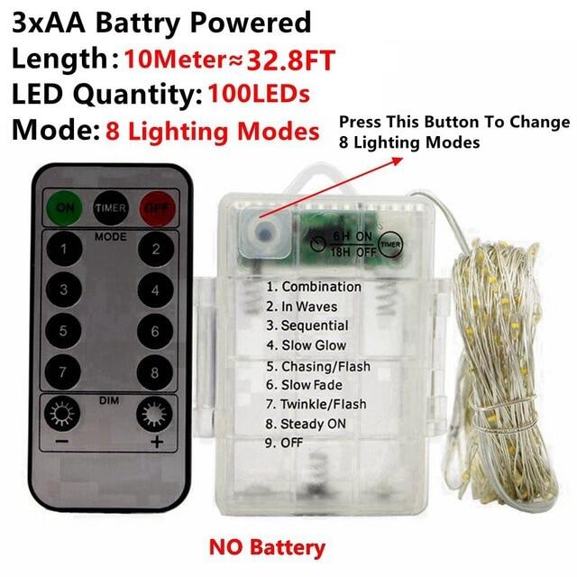 《Free shipping》 Remote Control Fairy Lights Copper Wire Timer LED