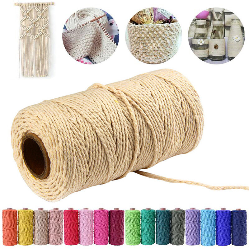 Pzcf Chỉ May 1 Cuộn Dây Màu Dệt Bện Thủ Công Dây Cotton 100M X 2Mm, Dây Macrame Tự Làm, Sợi Bông Màu