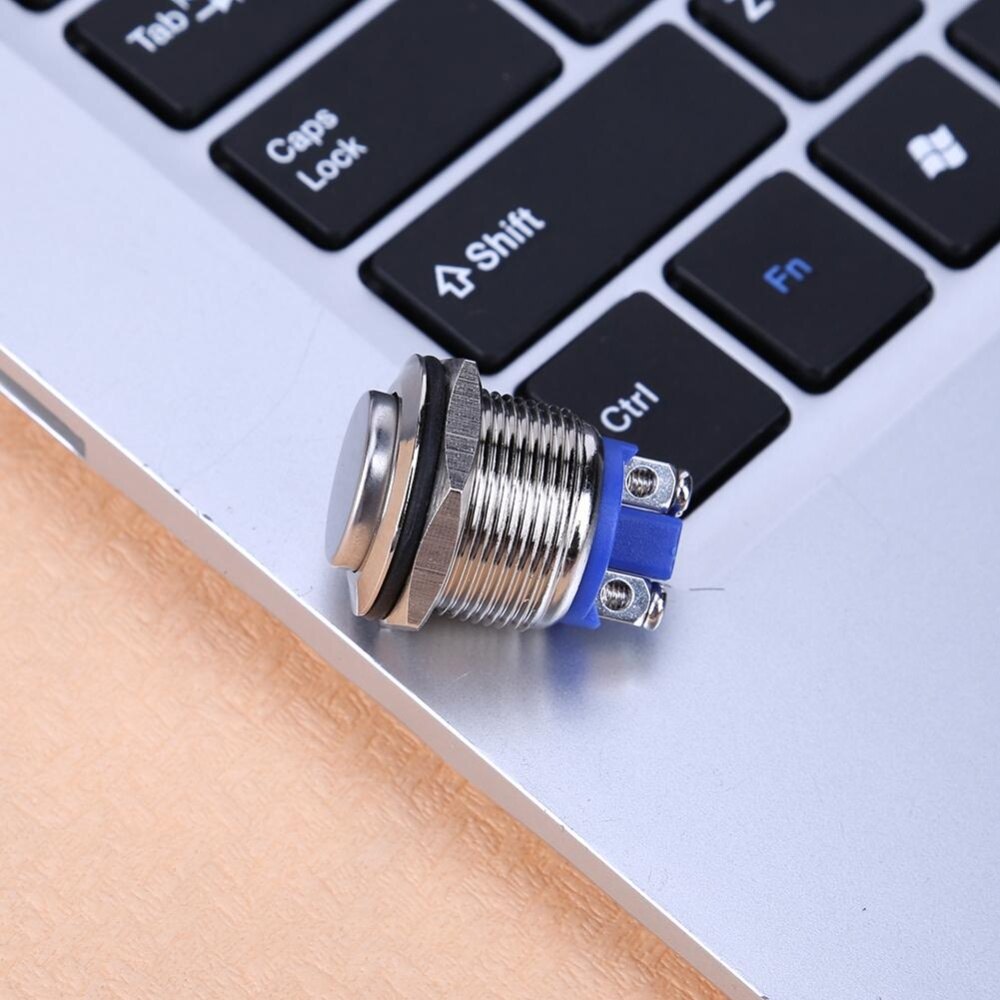 Công Tắc Nút Bấm Kim Loại Chống Nước Màu Bạc 19Mm 12V Cho Xe Hơi