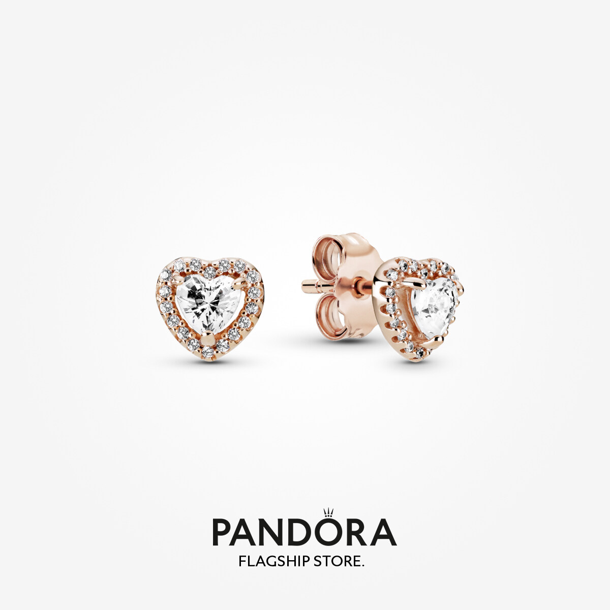Elevated Heart Pandora Diamond Heart Earrings Pandora 14k Rose - Main Image