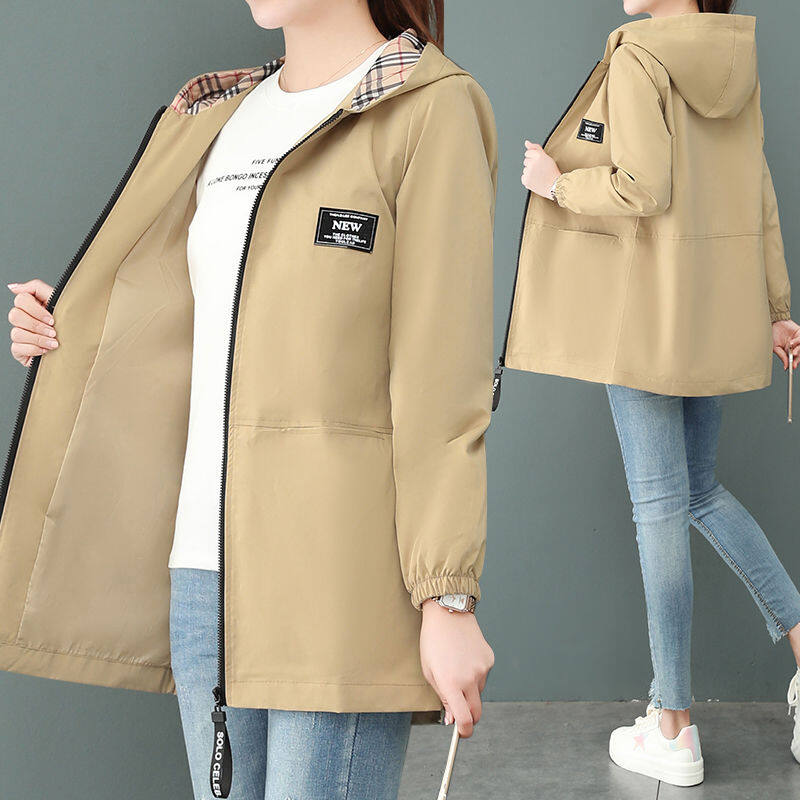 Women Long-sleeved Windbreaker Hooded Jacket Plus Size Sun Protection Jacket Women Coat Double Layer