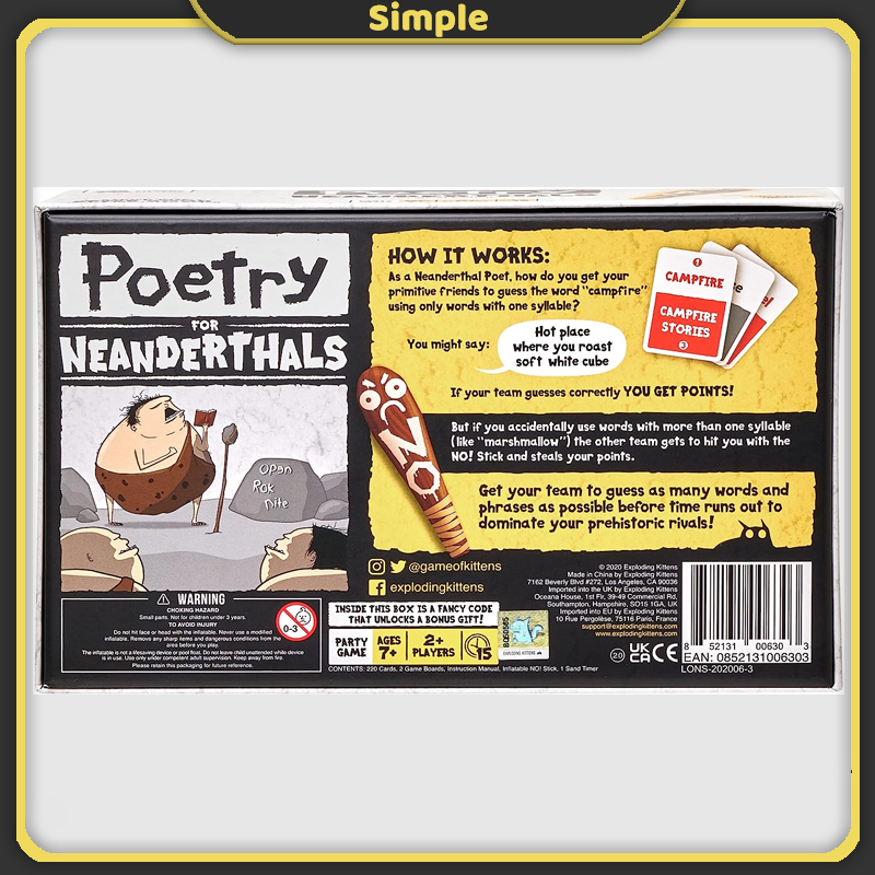 Poetry for Neanderthals Exploding Kittens Board Game