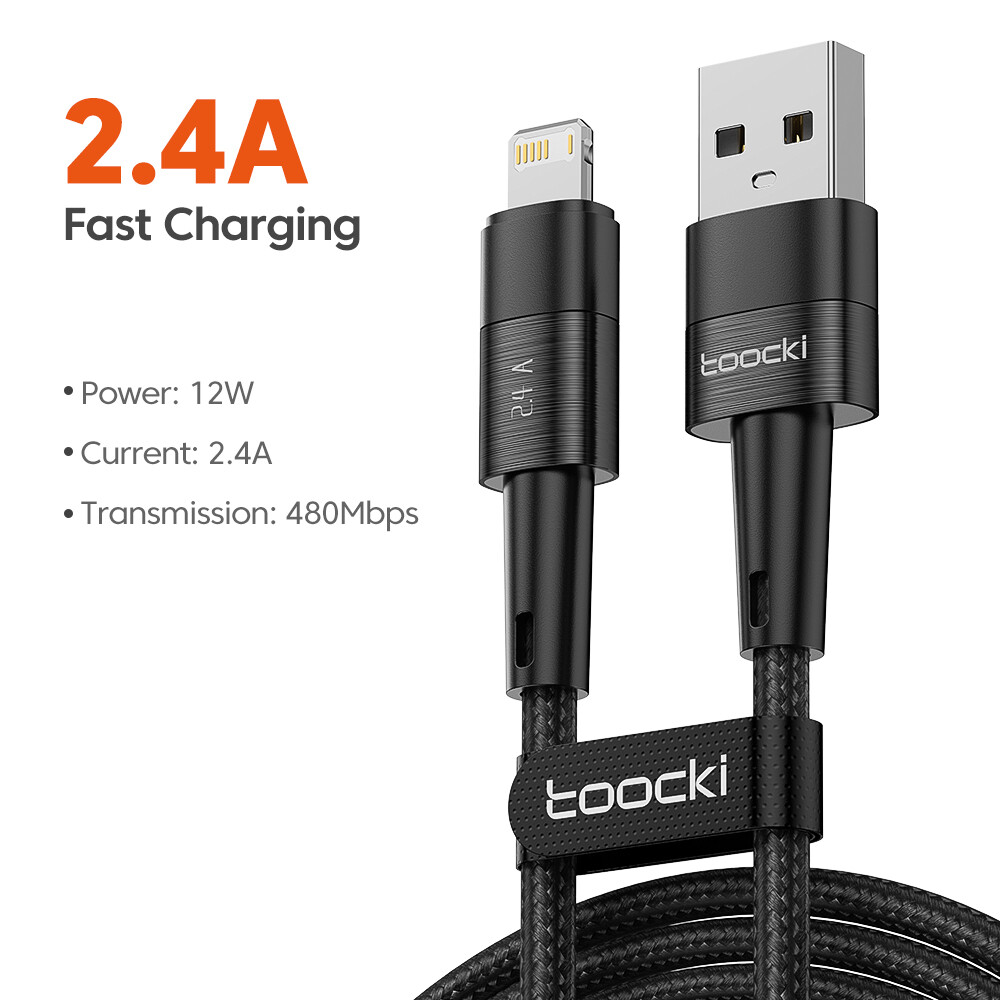 Toocki Cáp Dữ Liệu Sạc Nhanh USB Lightning Và TypeC Lightning 2.4A Cho iPhone 14 13 12 Pro Max X XS XR 8 7 Plus Cáp Sạc Nhanh iPad