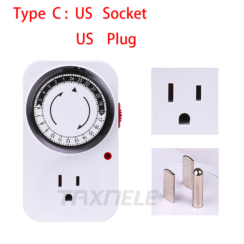 24 Hour Mechanical Timer Switch EU standard Socket Mechanical Timer 220V 16A EU plug Electrical Program Timer Power Switch