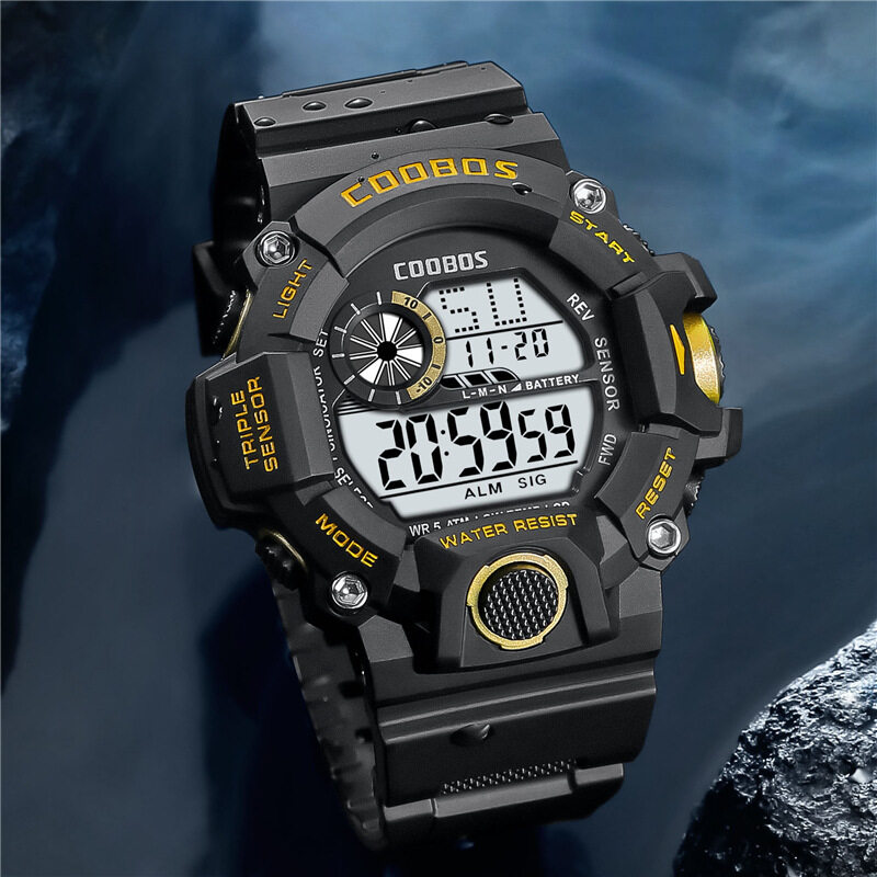 Đồng hồ Cool Boss 50m Đồng hồ bơi thể thao kỹ thuật số chống nước cho học sinh đồng hồ LED dạ quang 0819 bán chạy