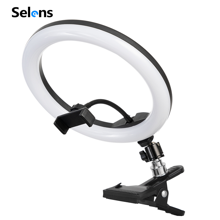Selens Đèn LED Chụp Ảnh 10 inch Protable 26CM Selfie Ring Light With Clamp For Youtube Live Streaming Studio Video Led Dimmable Photography Lighting Use for Outdoor photo light  Filling light indoors Portrait, Fashion Wedding Art Advertisement