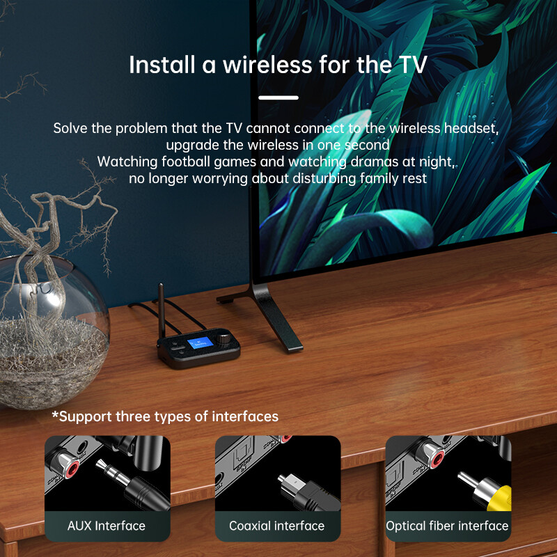 DISOUR Bộ Thu Phát Âm Thanh Bluetooth Đa Chức Năng C41 Bộ Chuyển Đổi Không Dây Âm Thanh Nổi Đồng Trục Quang AUX 3.5Mm Bộ Chuyển Đổi DAC Với Ăng Ten Hiển Thị LED Cho Bộ Khuếch Đại Xe Hơi Máy Vi Tính T V