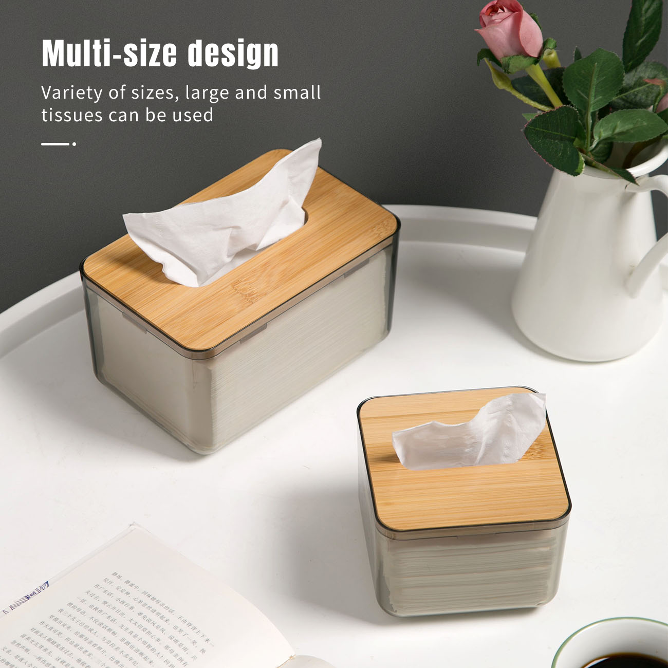 CNMF Nodic Style Light Luxury Transparent Durable Wide Opening Tissue Box