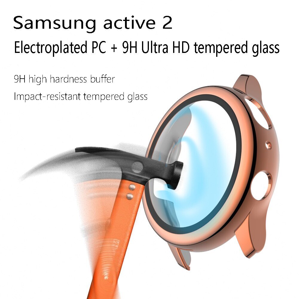 For Galaxy Watch Active 2 Samsung Galaxy Watch Active 2 watch glass protective case 40 mm 44 mm tempered glass full screen protective case PC