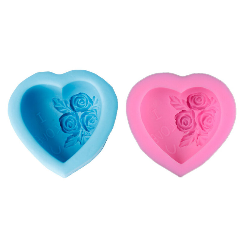 SHOOTHE Fondant Cake Mold Chocolate Pudding Mould Kitchen Gadgets Random Color Silicone Baking Accessories Food Grade I Love You Rose Heart Pattern 1Pcs
