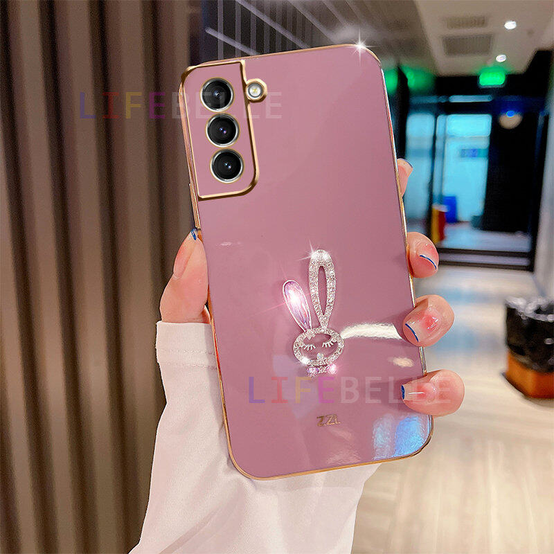 LIFEBELLE Ốp Lưng Cho Samsung Galaxy S23 S23 Ultra S22 S21 FE S20 S10 S9 + S8, Ốp Lưng Sang Trọng Đính Đá Dễ Thương 3D Cô Nàng Thỏ Mạ Mềm Vỏ Điện Thoại Silicone Chống Sốc Vỏ Lưng Bảo Vệ
