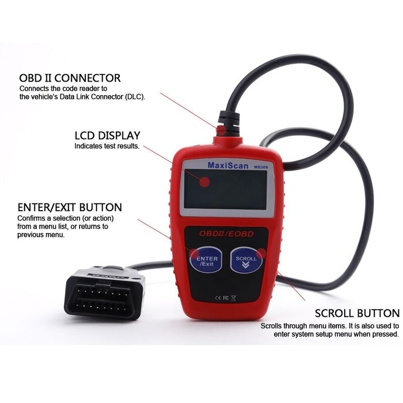 MS309 OBD2 Car Code Reader EOBD Scanner Data Tester Scan Diagnostic ...