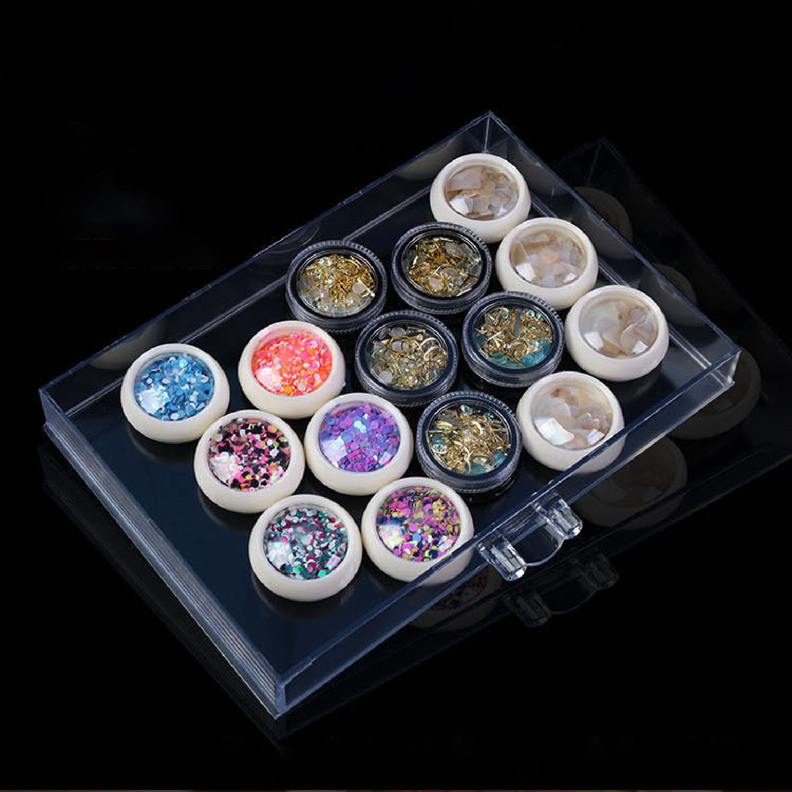Tri-layer large capacity acrylic makeup earring 72 umbrella nail organizer storage box necklace useful storage box