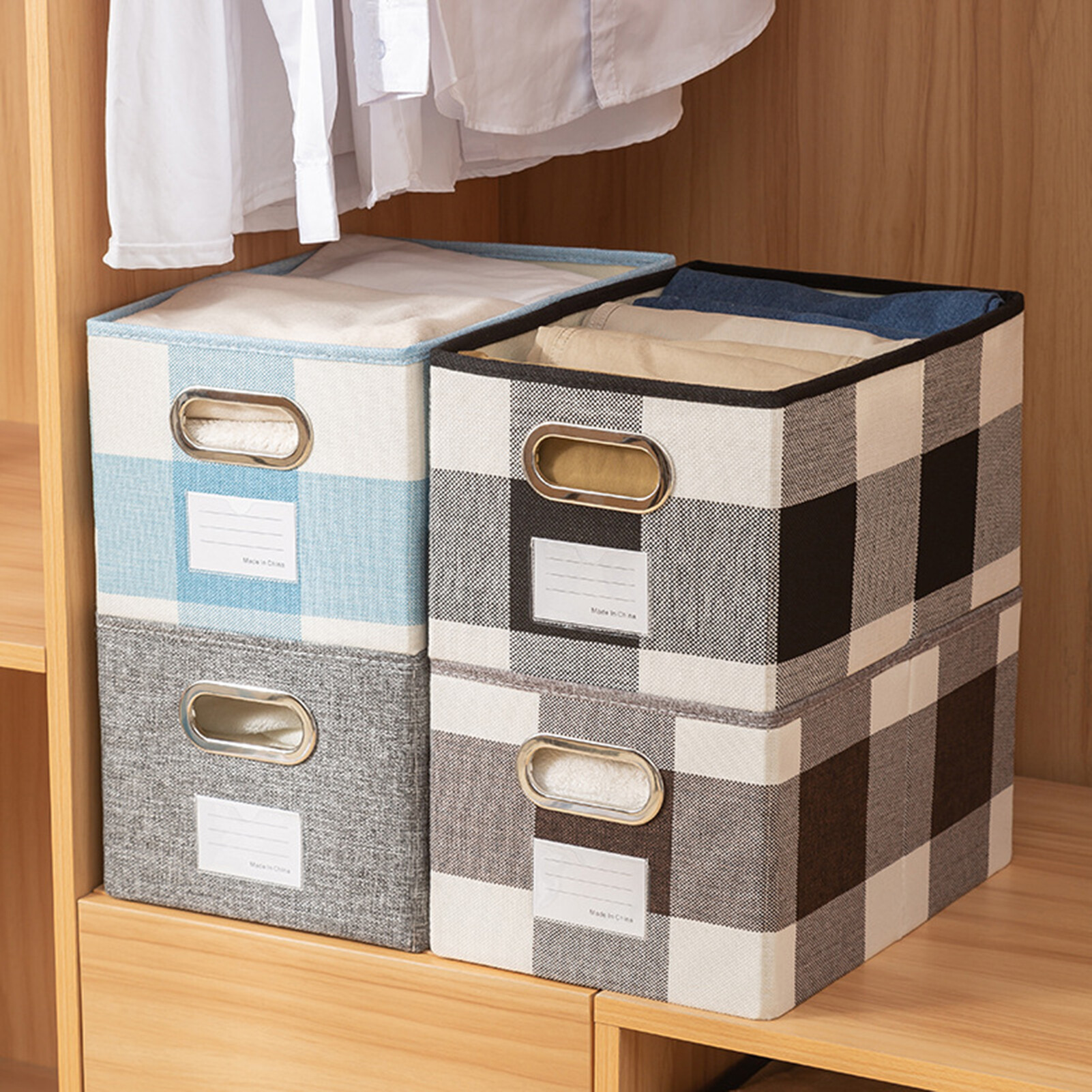 rego001 Clothes Organizer Large Capacity Space-saving Fabric Multi-functional Office Documents Magazines Box Household Supplies Fancy Storage Box