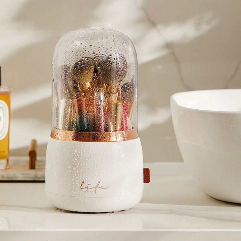 Makeup Brushes Holder 360° Rotating Portable Make Up Tools Jewelry Container Desktop Makeup Organizer Cosmetic Storage Box