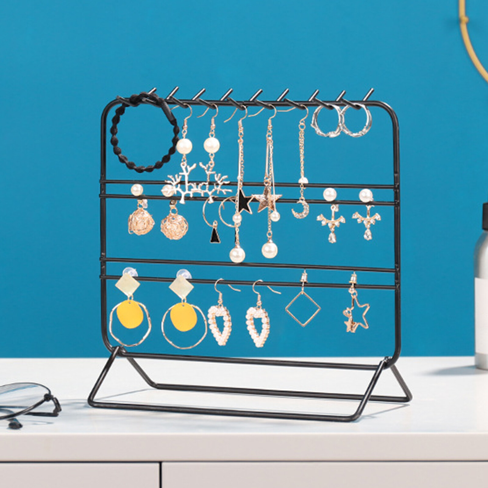 Talent Star Jewelry Display Stand Multi-functional Embedded Design Metal Creative Earring Storage Rack for Home