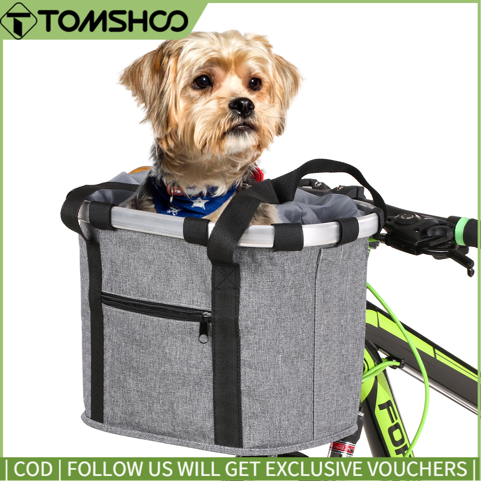 Docooler Bike Detachable Basket Bicycle Front Pet Carrier Canvas Front Bag Aluminum Alloy Frame Pet Basket