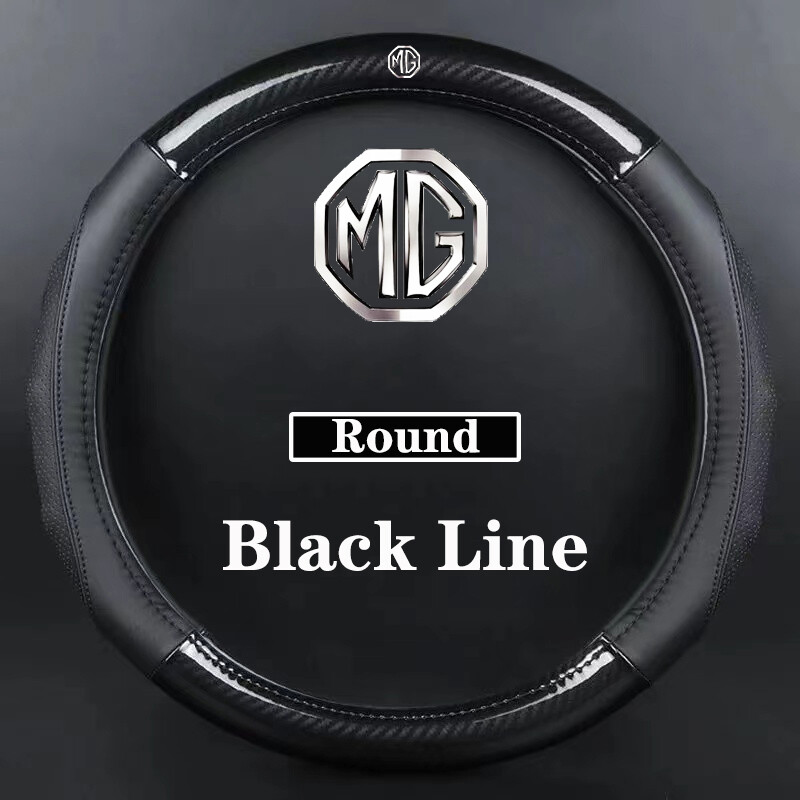 For MG Carbon Fibre Leather Car Steering Wheel Cover For MG 3 5 6 7 ZS HS GS eHS EZS GT EV RX5 Extender Accessories