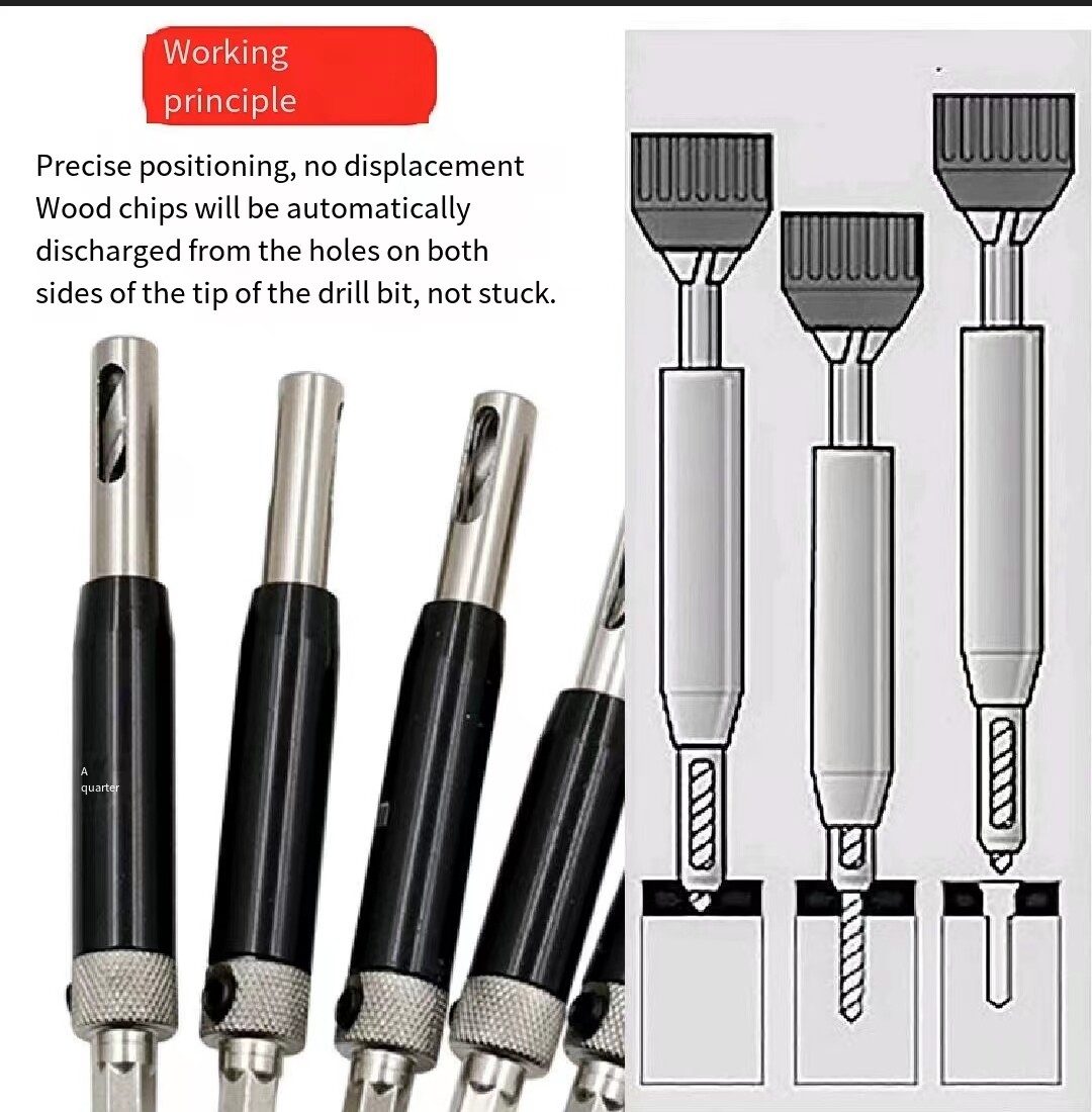 8pcs Black Hinge Drill Woodworking Drill Bit Set Hexagonal Handle Hole Locator Hinge Hinge Hole Opener