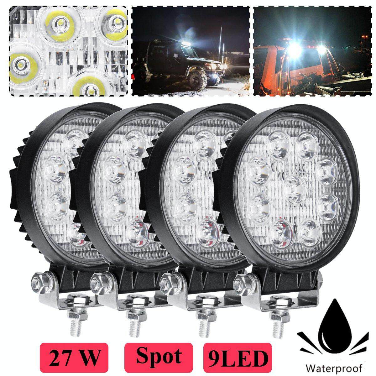【Free Pengiriman + Flash Deal】4pcs Ultra Tipis 27 W LED Titik Sorotan Batang Lampu Kerja Lampu Offroad Mobil Truk ATV Jeep Bulat