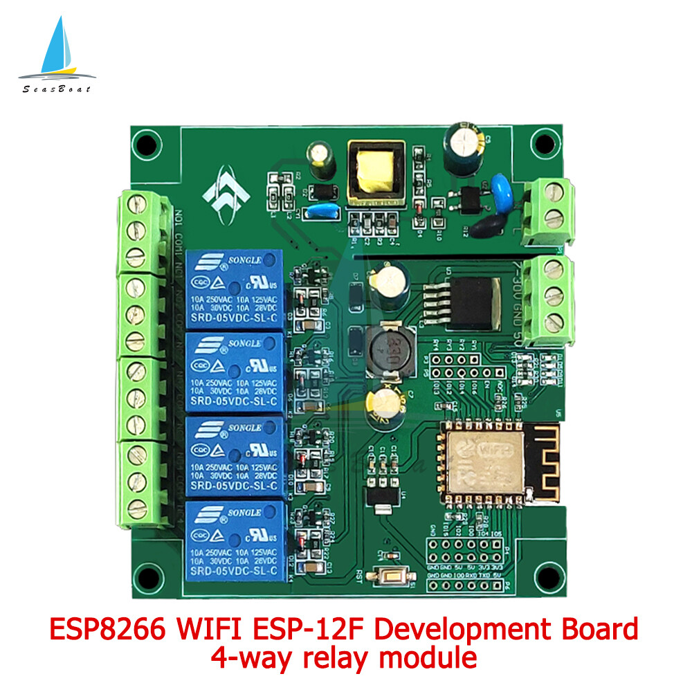 SeasBoat AC/DC ESP8266 ESP-12F WIFI 4 Channels Relay Module Development Board
