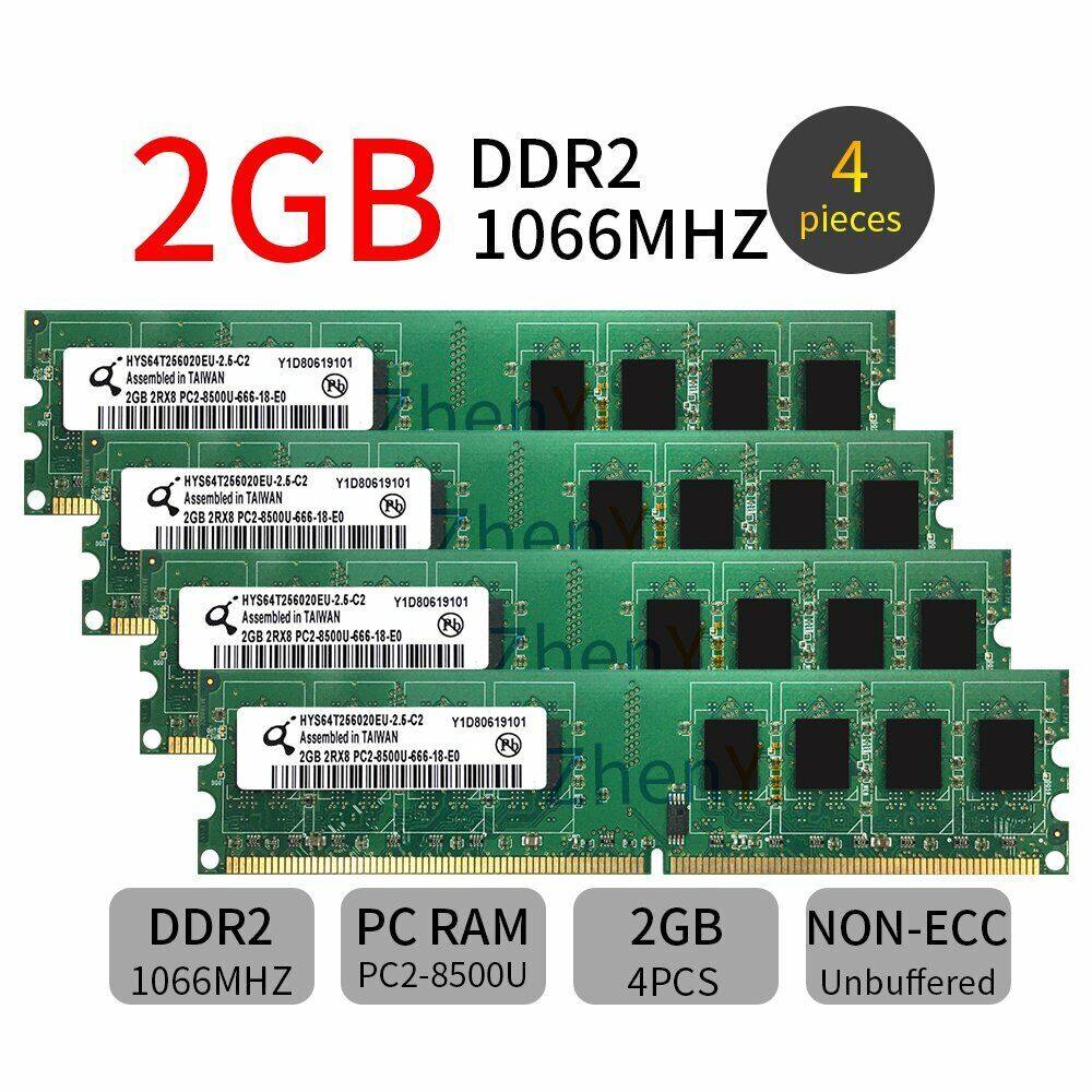 8GB 4x2GB DDR2 1066MHz PC2-8500U DIMM Desktop Gaming Overclocking