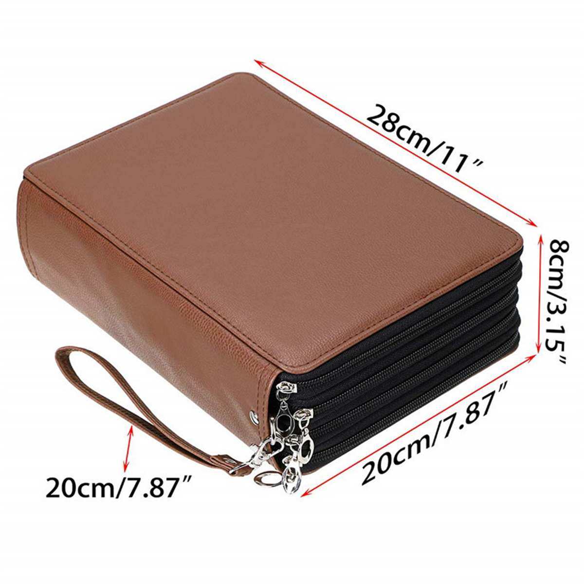 200 Slot Portable Colored Pencil Case Holder Waterproof Large Capacity PU Leather Pencil Bag Box For Student Gifts Art Supplies