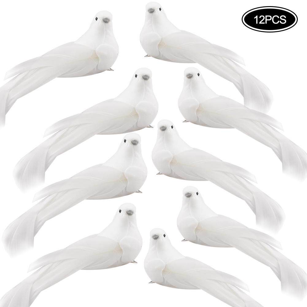 12pcs White Foam Christmas Tree Hanging Ornament Dove Tree Craft XMAS Decoration