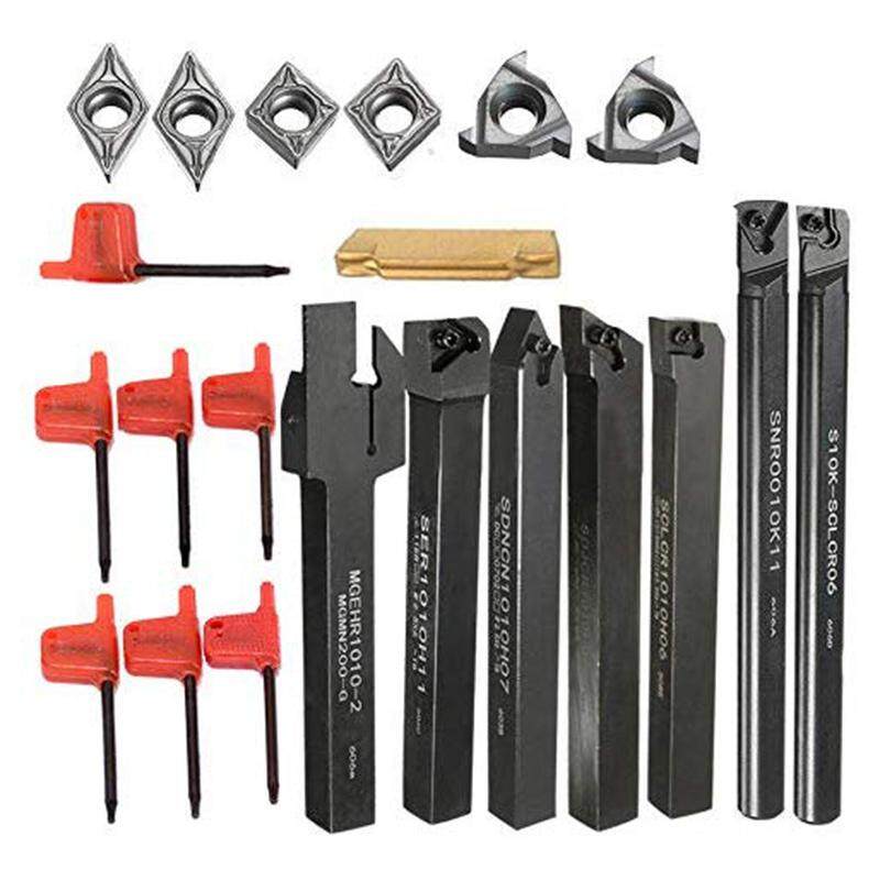 7pcs Boring Bar Holder 7pcs Wrenches for Semi-Finishing and Finishing 7pcs Carbide Insert Lathe Turning Tools