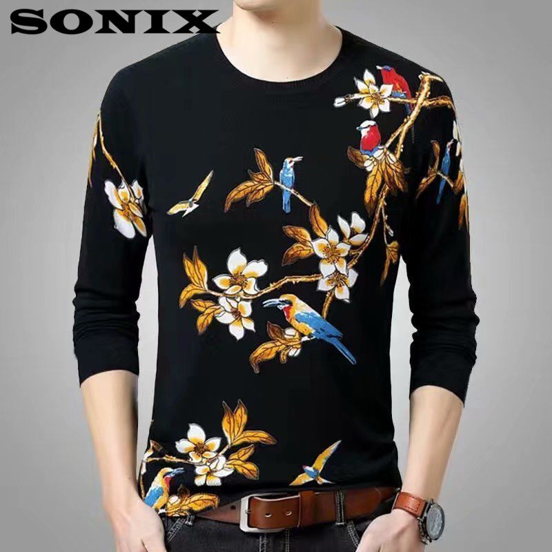 SONIX Men's T-shirt Long Sleeve New T-shirt Dragon Pattern Youth Fashion Top Printed T-shirt Loose Shirt T-shirt