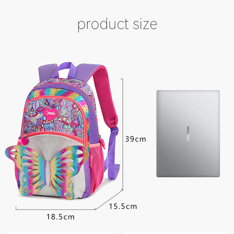 IP 3D Rainbow Butterfly Kids Backpack Cute color elementary school girl's backpack
