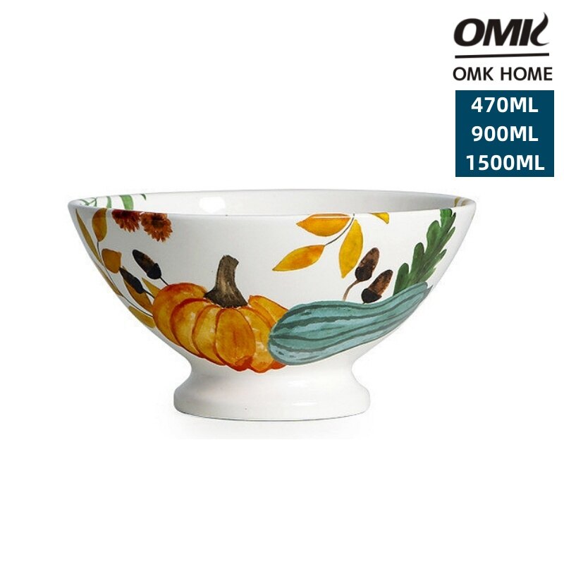 Omk Mỹ phong cách nông thôn underglaze bát Gốm cao xô bát bát canh lớn