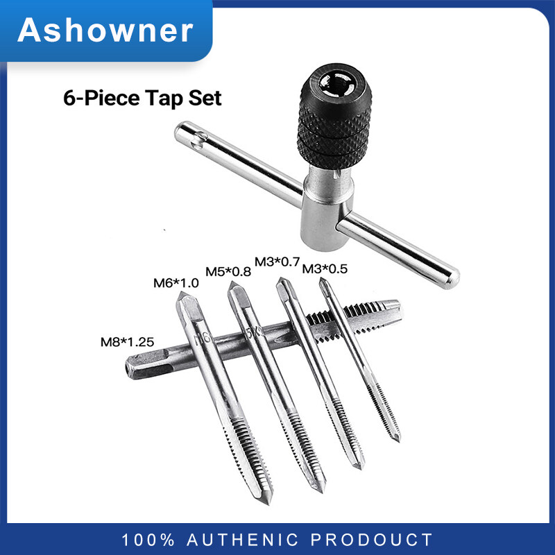 Ashowner 6 Cái Bộ Mũi Khoan Cờ Lê Chữ T Dụng Cụ Taro Cầm Tay Mũi Vặn Ren Vít Máy M3 / M4 / M5 / M6 / M8 Bộ Dụng Cụ Cầm Tay