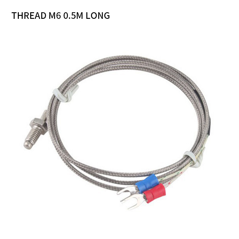 Manooby Cặp Nhiệt Điện Loại K Đầu Dò Vít M6, Dây Cáp Cảm Biến Nhiệt Độ Công Nghiệp 0.5M 1M 1.5M 2M 3M 5M