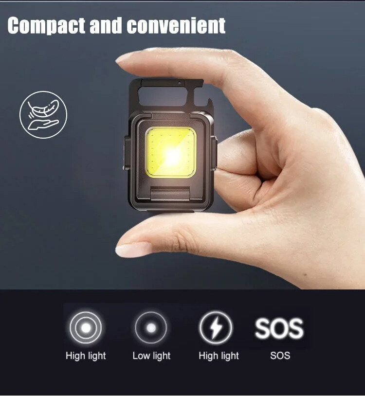 Flashlight Cob Work Light For Xpe Led Lanterns Lamp Multi Type-c Side Fishing Mini Pocket Waterproof Camping Lights Foldable Rechargeable Outdoor Folding Portable Keychain With Super Ipx4 Lanterna