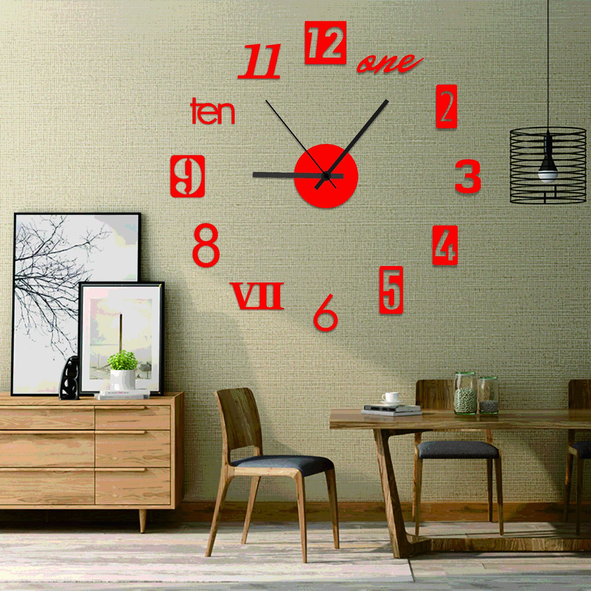 40*40Cm Miếng Dán Tường Đồng Hồ Số Lớn Mặt Gương 3D Tự Làm, Trang Trí Nội Thất Hiện Đại Đề Can Dán Tường Bằng Nhựa Vinyl Có Thể Tháo Rời