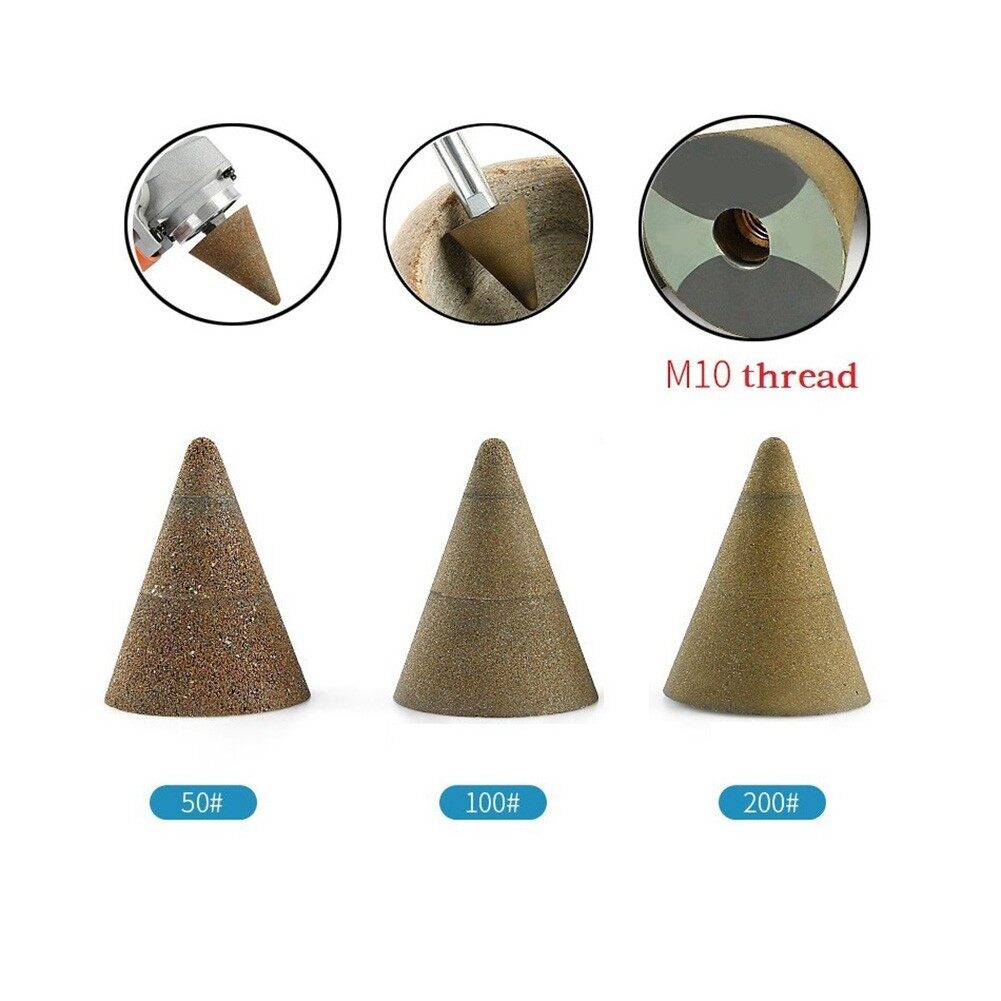 Toolstar Chamfering Diamond Head M10 Conical Diamond Grinding Head 50-200 Grit Stone Chamfering Grinding Polishing Grinding Head for Stones Chamfering, Grinding and Finishing