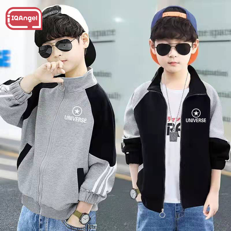 IQANGEL boy's coat big kids sports cardigan Student Long Sleeve Handsome High Collar Sports Jacket
boy clothes student clothes