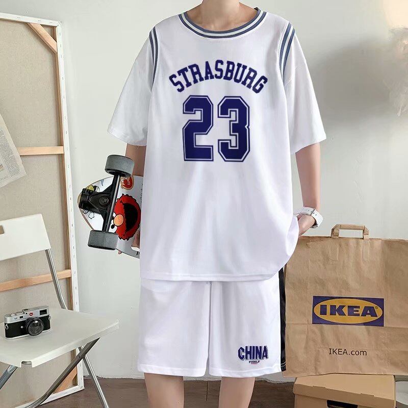 ASRV ice silk casual sports T-shirt shorts basketball uniform suit men's No. 23 jersey short-sleeved T-shirt suitable for men