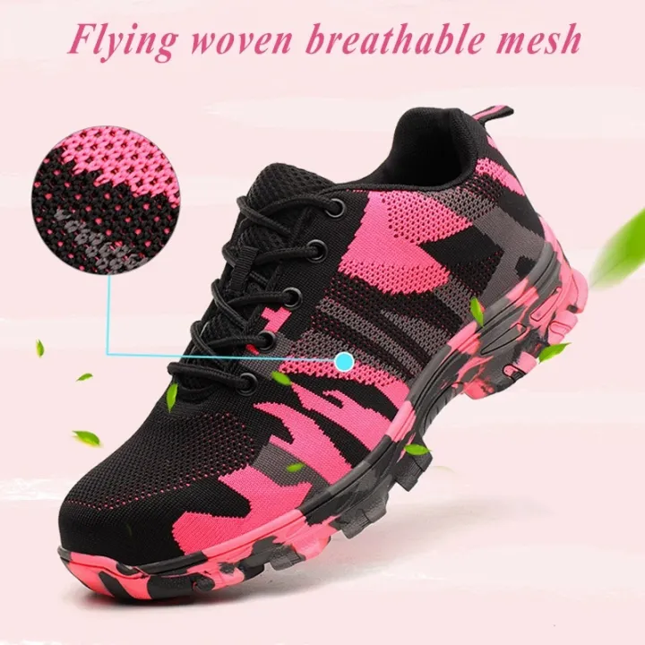 pink construction boots
