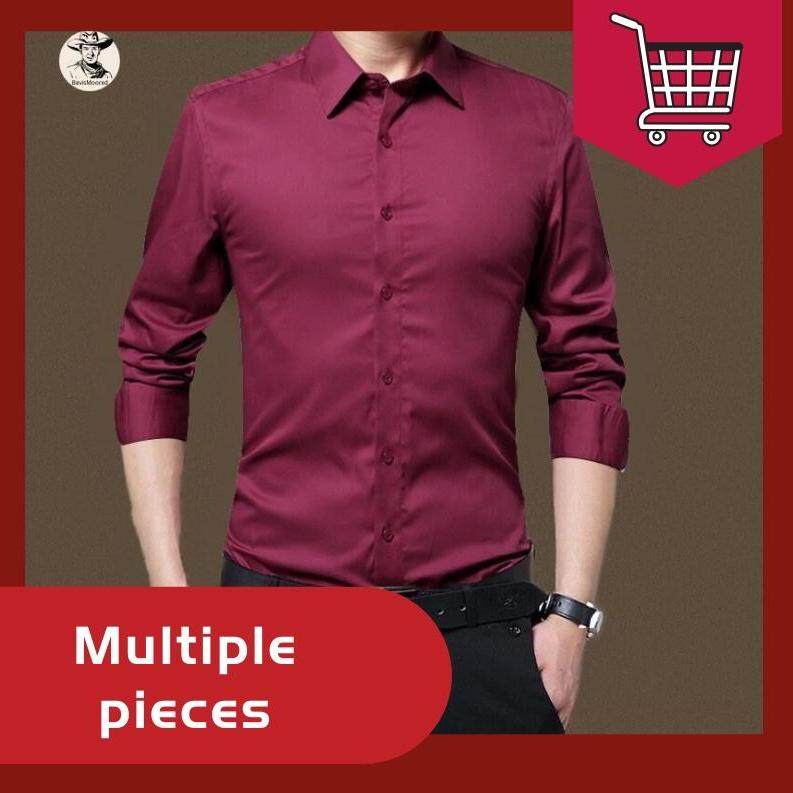 tesyyke Men Long Sleeve Shirts Slim Fit Solid Business Formal Shirts for Autumn