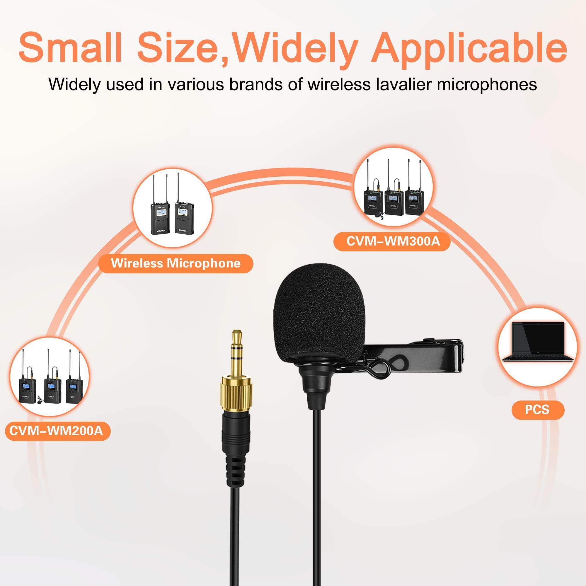 Comica CVM-M-O1 Omni-directional Lavalier Microphone, Lapel Microphone for Senn-heiser, Comica and Other Wireless Lavalier Transmitter, Clip-on Lav Mic for DSLR Camera Video Recording Interview
