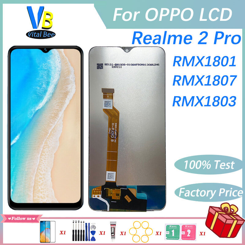 Screen For Realme 2 Pro LCD Display Touch Screen Digitizer Assembly RMX1801 RMX1807 RMX1803 Replacement 100% Tested Well No Dead Pixel