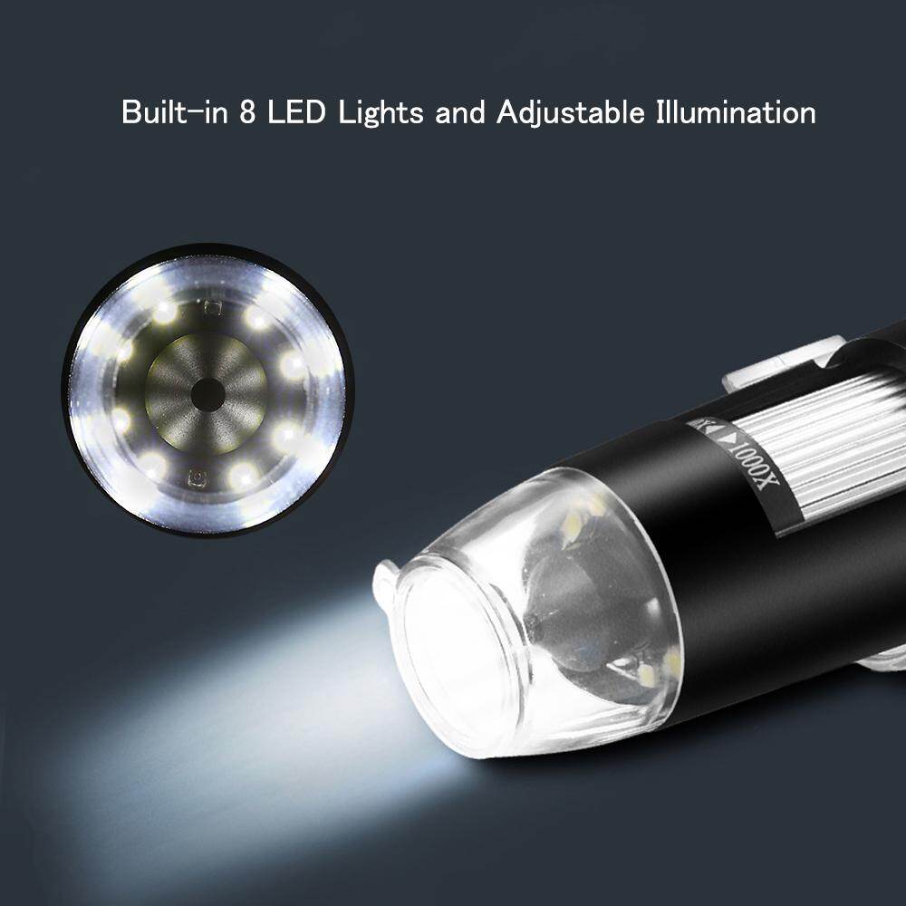 Kính Hiển Vi Kỹ Thuật Số KKmoon, Kính Lúp Có Đầu Cắm USB Và Máy Tính Để Bàn, Kính Lúp 8 Bóng LED, Camera 0,3MP, Độ Phóng Đại 1000 Lần